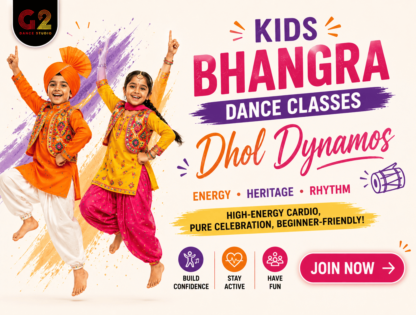 Kids Bhangra Dance Classes at G2